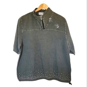 EZZE Wear Zipper Cotton Top | size MEDIUM